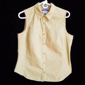 Columbia Lime Green Button Down Sleeveless Shirt L
